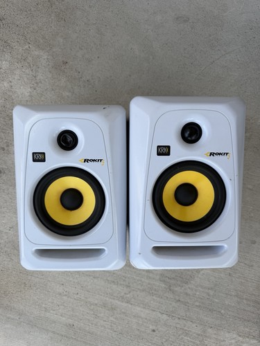 KRK Rokit RP5 G3 White Pair Powered Studio Monitors 100% Tested Working