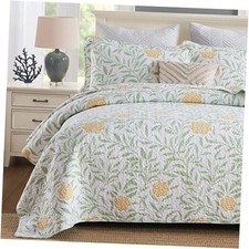Floral Quilt King Size - Cotton Green Sage King 106"x98" 05yellow/Green/Sage