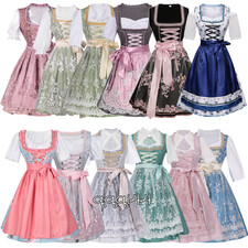 German Dirndl Long Dress Oktoberfest EMBROIDERED Waitress Bavaria Female Skirt