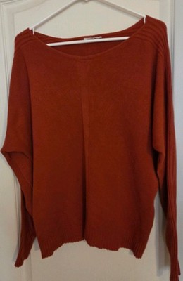 Vila Milano Women's Burnt Orange Batwing Sleeve Button Back Knit Sweater XL Fall