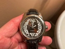 MAGICO 21 JEWEL AUTOMATIC ROOTBEER BROWN DIAL ALLIGATOR STRAP LOOKS RUNS GREAT!!