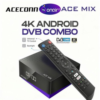 New ACE MIX TV Box 2GB 32GB Android DVB-S2/T2/C TVonair TVPLUS IPTV 4K BT Remote