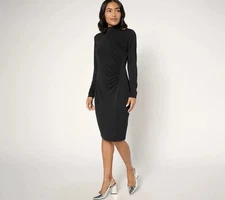 GRAVER Susan Graver Petite Premier Knit Mock Neck Dress w/ Cutout - Sz PL a69864