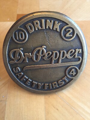 Dr Pepper Sidewalk Marker BRASS Doctor Cola Soda Pop Home Office Work Decor Desk