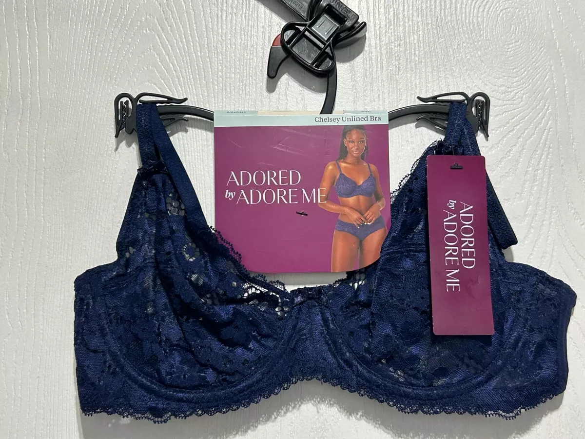 Adored by Adore Me Women’s Unlined Underwire Chelsey Blue Lace Bra Size 34C  NEW