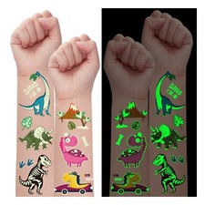 Glow In The Dark Temporary Dinosaur Tattoos Waterproof Stickers for Boys Girls