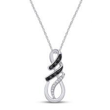 Infinity Pendant Necklace in Real Diamond with 18" Chain 925 Sterling Silver