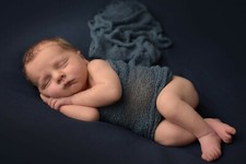 Newborn Photo Prop: Denim Blue Knit Wrap for Newborn Photo Shoot