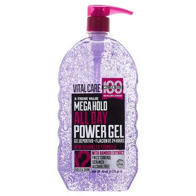 Vital Care Mega Hold All Day Power Hair Styling Gel with Vitamin B5, Pump, 40 Oz