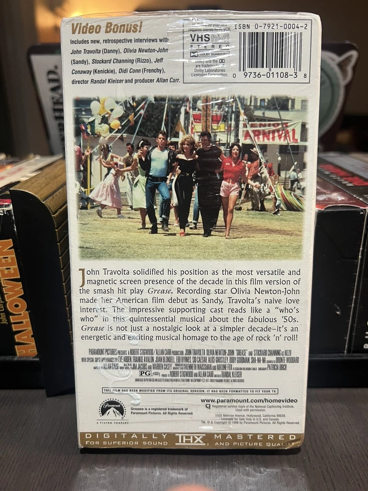 Grease VHS Tape Brand New Sealed! John Tracolta, Olivia Newton Video Bonus! Foto 2 de 4