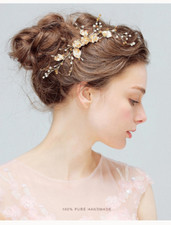Bridal gold crystal beaded hair comb