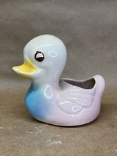 Vintage Pottery Duck Duckling Vase Planter Easter Spring Pastel