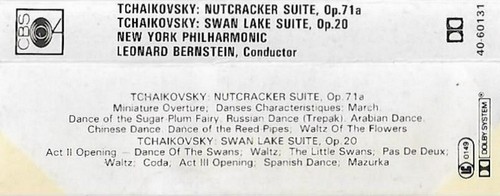 Bernstein Tchaikovsky Nutcracker Suite, Swan Lake Suite CASSETTE ALBUM NYP - Picture 4 of 10