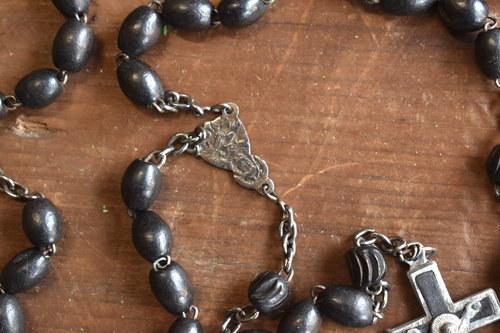 Antique 1930s Large Beads carved ebony Rosary Beads - Picture 2 of 2