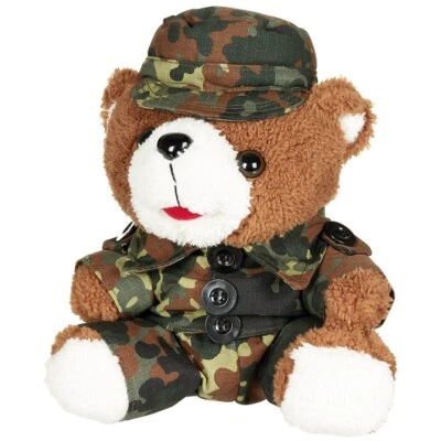 MFH Teddybär 28 cm Anzug Mütze flecktarn Teddy Bär Bundeswehr Kuschel Stofftier