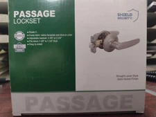 Shield Security Passage Lockset Grade 3 Straight-Lever Style Satin Nickel Finish