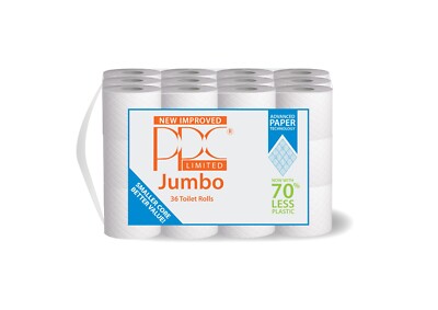 144 Toiletten Jumbo PPC Rollen 2-lagig gesteppt geprägt Luxus weiß Taschentuchrollen