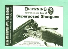 Browning  Model Superposed Later Owners Manual Reproduction