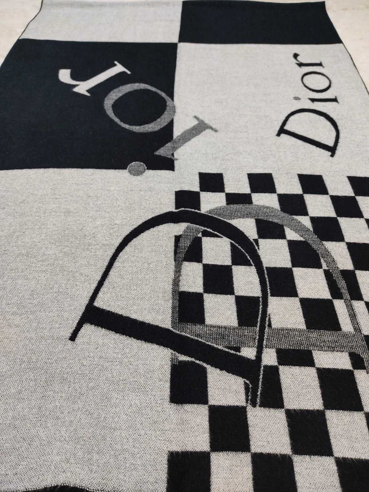 Christian Dior écharpe étole wrap logo DD trotteur silencieux laine authentique Italie