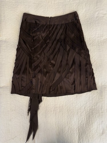 Bebe Silk Flapper Rosette Skirt Brown - Picture 3 of 4