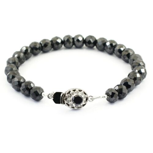 Fancy Black Diamond Bracelet 8 mm 7.5 Inch With 925 Sterling Silver Clasp AAA !