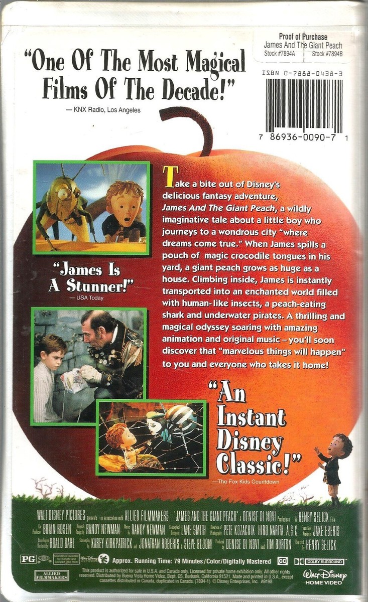 James and the Giant Peach VHS 1996 Paul Terry Joanna Lumley Pete