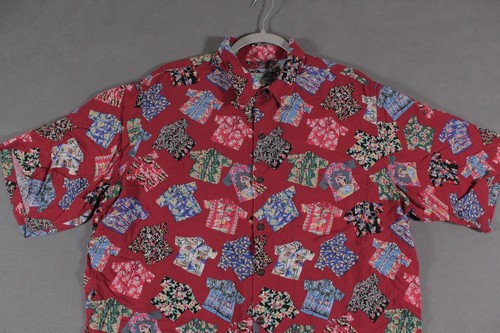 Reyn Spooner Hawaiihemd Herren L Large Spun Rayon AOP rot Reise Urlaub Papa - Bild 2 von 12