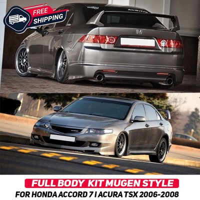 Full Body Kit Mugen Style Honda Accord 7 Acura Tsx 06 08 Front Rear Lip Skirt Ebay