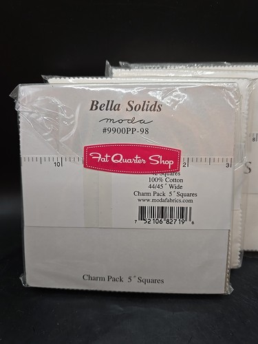 Moda Bella Solids White Charm Pack 42 5" Fabric Squares 9900PP-98 - Picture 2 of 2