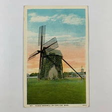 Postcard Massachusetts Cape Cod MA Oldest Windmill 1926 Posted White Border
