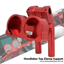 Red 10" Risers Clamp Gauge Housing For Harley 1.25" Handlebar 15-23 Road Glide