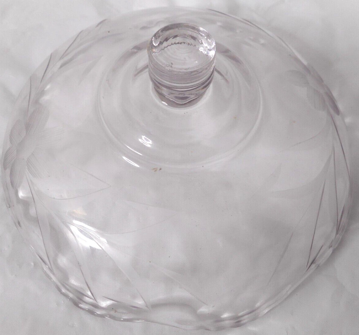 Etched Glass Candlestick Floral Arrangement Peg Insert Bobeche Topper Bowl 5 7/8