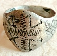 RARE ANCIENT RELIGIOUS CROSS SILVERED RING ROMAN LEGIONARY 