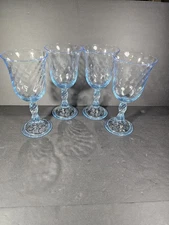 Fostoria Maypole Blue Stemmed Water Glass(1982-1982) Retired Water Goblet...