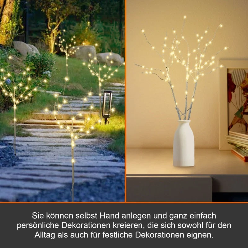 3er Lichterzweige LED Außen Weiden-Zweige Weihnachten beleuchtet Birkenbaum - Bild 4 von 4
