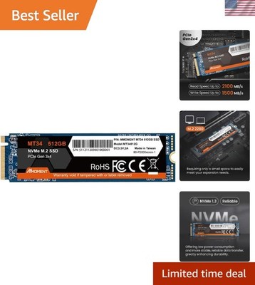 High Performance 512GB NVMe M.2 SSD   2000MB/s for Gamers and Professionals