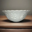Vintage Westmoreland Milk Glass Three Fruits Punch Bowl 13” Diameter