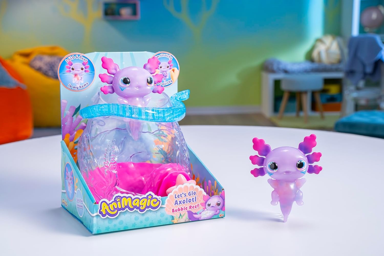 Axolotl Flexible Lumineux ANIMAGIC Jouet Aquarium de Transport Rose