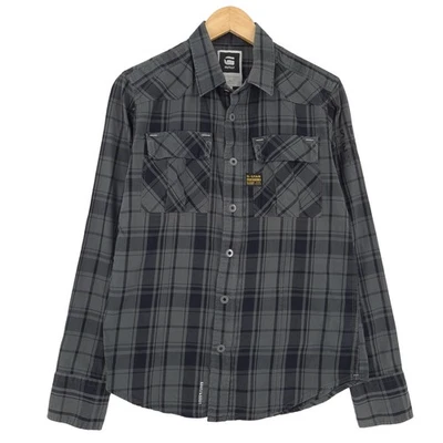 G-Star Vintage Denimhemd Grau Kariert Baumwolle Lässig Wh7 Größe M - Bild 1 von 4