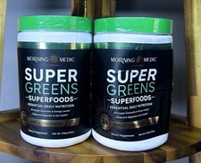 Morning Medic Super Greens Powder- - Premium Nutrient Dense Blend-9.6 Oz- X 2 