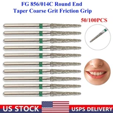 Dental Diamond Burs FG 856 Round End Taper High Speed Burr Coarse Grit 50/100PC