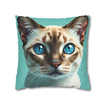               Blue-Eyed Siamese Cat Pillow Cover | Cat Lovers              