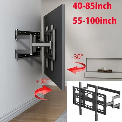 UNHO 40-100" Inch 120kg TV Bracket Tilt Swivel Pivot Wall Mount Black Full Motion Arm