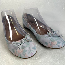 Vionic Callisto Ballet Flat Slip On Shoes Women's 6.5 Light Blue Floral Bow