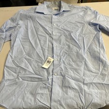 Men Calvin Klein French Cuff Men's Dress Shirts SizeL 16 34/35 Blue Slim Fit B1