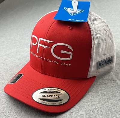 Columbia PFG Hooks Mesh Snapback High Crown Cap Red Spark One Size Cap NWT