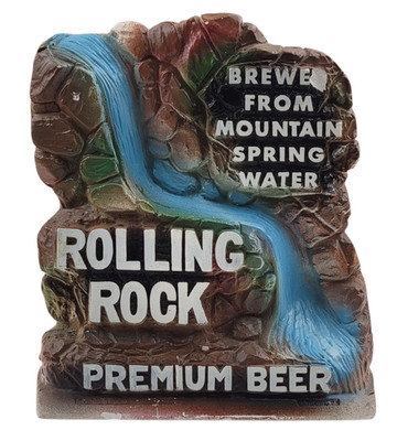 Vintage Latrobe Brewing Rolling Rock Beer Chalkware Waterfall Sign - SEE PICS!