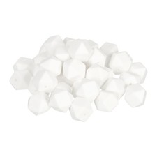 30Pcs 17 mm Hexagonal Silicone Beads, White