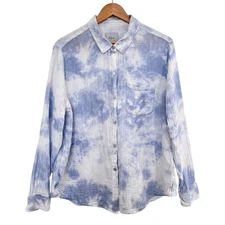 Rails Ellis Shirt Size XL Tie Dye Blue White Cotton Gauze Button Up Lightweight