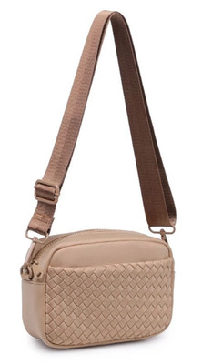 Sol and Selene Inspiration Nude Woven Neoprene Crossbody Shoulder Bag NWT
